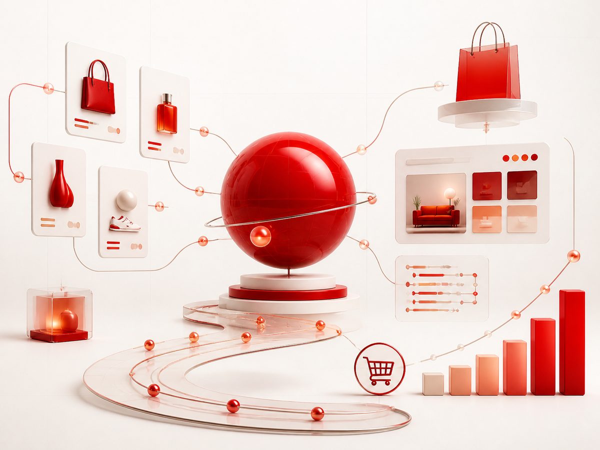 Abstrakte Darstellung eines umsatzorientierten Shopify-Shops Abstrakte Darstellung eines umsatzorientierten Shopify-Shops